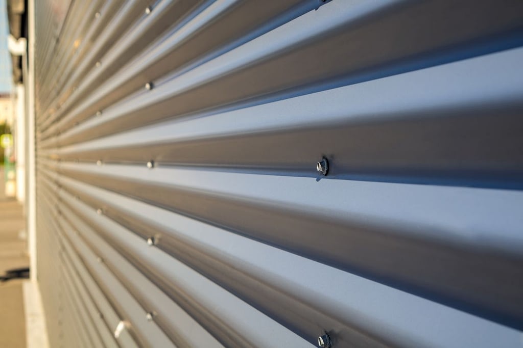 aluminum garage doors closeup grey aluminum material