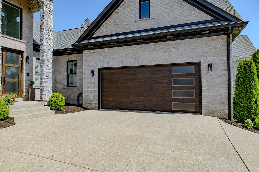 dark closed garage door
