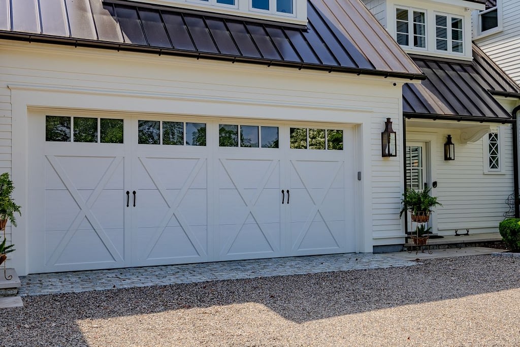 white carriage garage doors