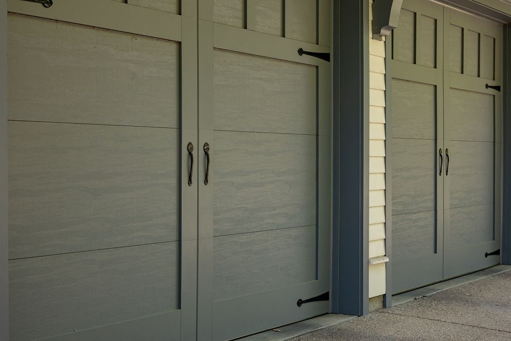 Close-up of garage doors