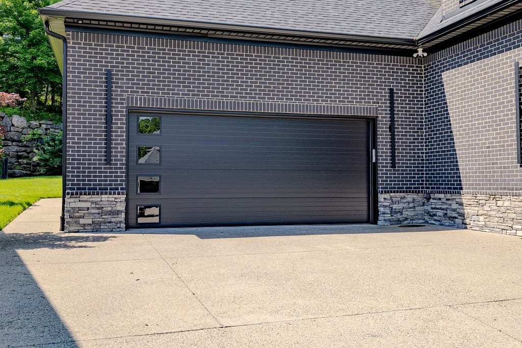 Sectional garage doors with windows