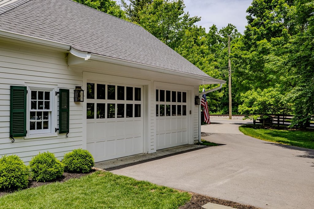 White garage doors with windows