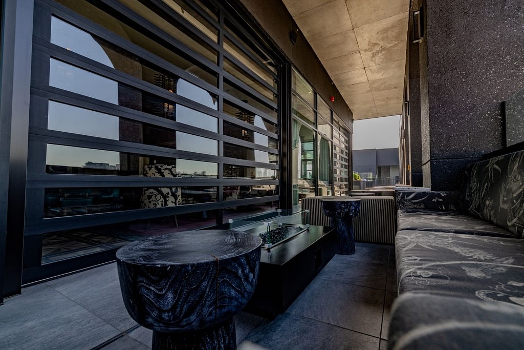 aluminum door with glass panels