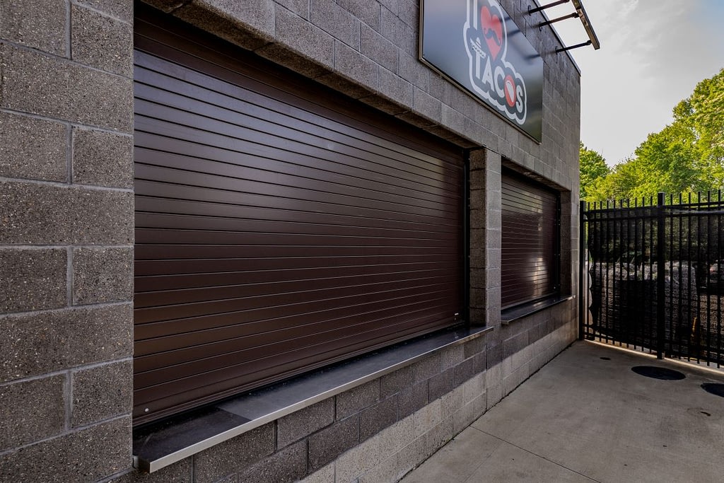 close-up of a commercial door