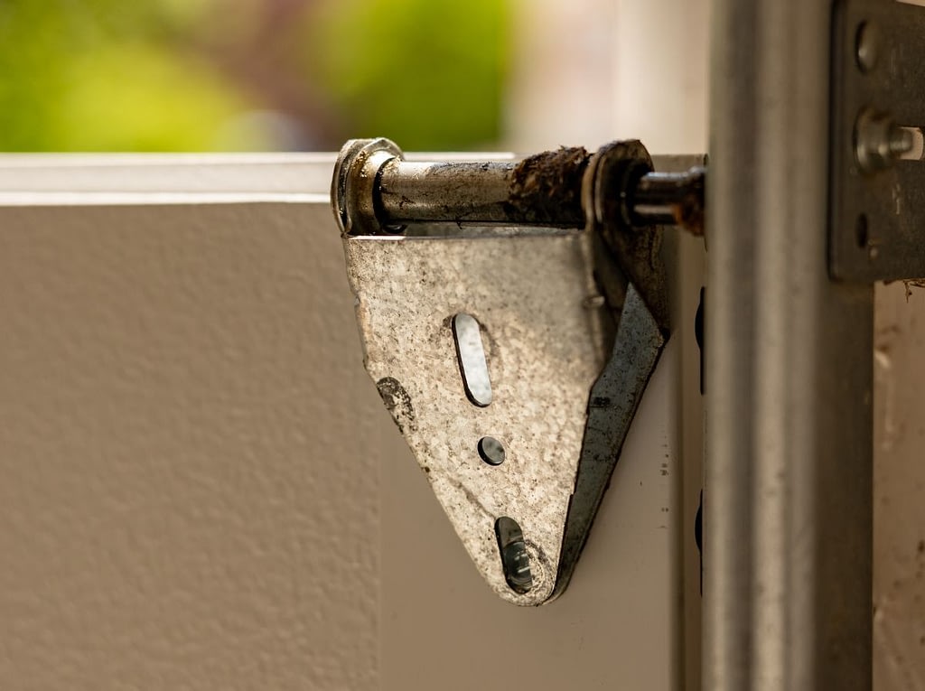 Close-up of garage door components