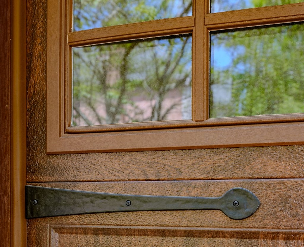 close-up of a wooden garage doors