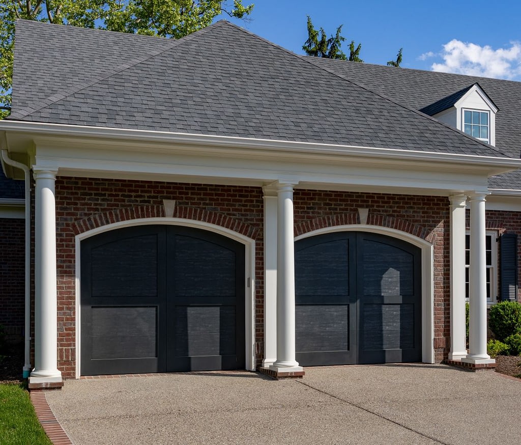 Two black garage doors