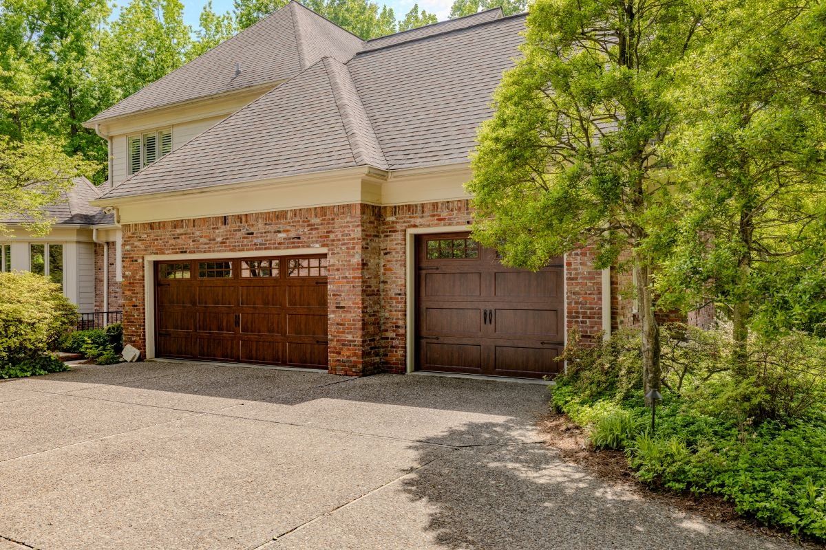 Two wooden garage doors