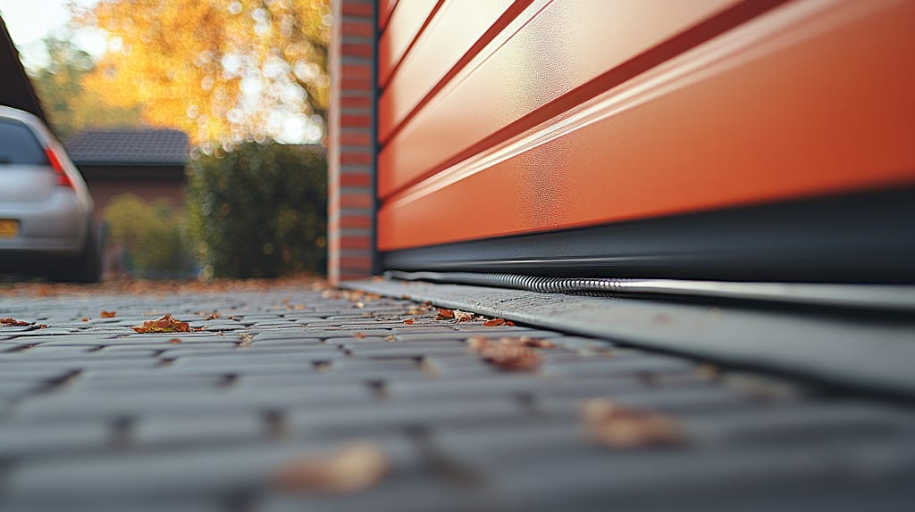 Sealed orange garage door