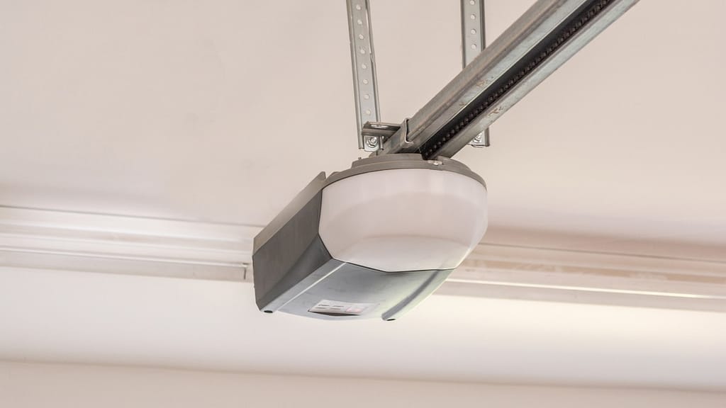 Automatic Garage Door Opener Motor on the Ceiling.