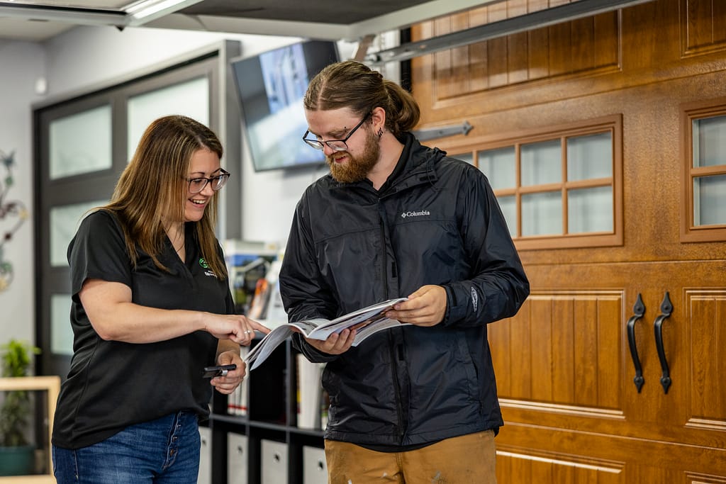 Client choosing garage door