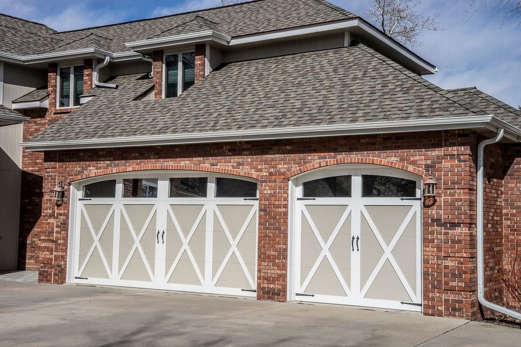 carriage house garage doors two colors