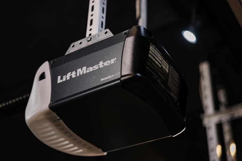 Close-up of a LiftMaster garage door opener