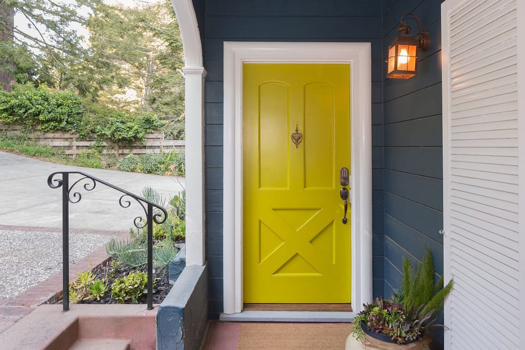 Yellow Green Entry Door