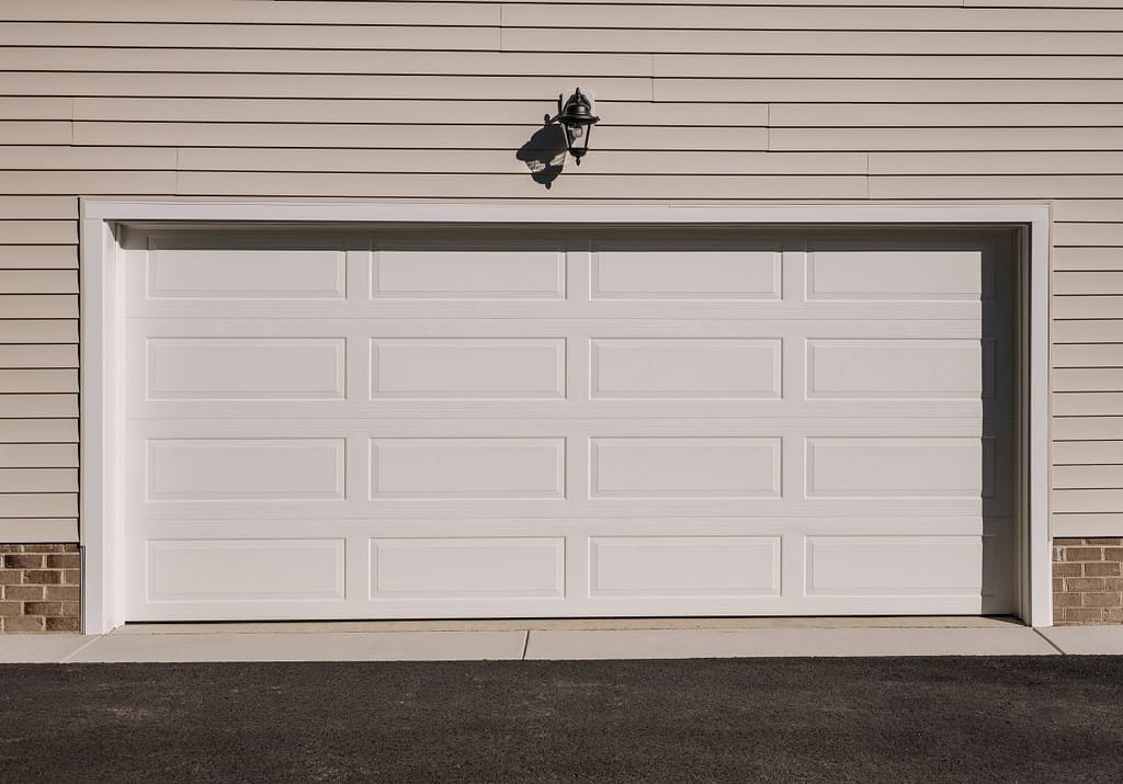 a white double garage door