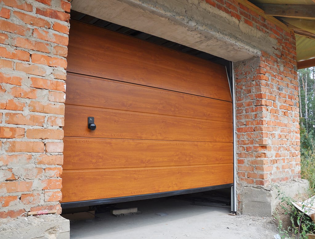 smart garage door openers wooden New House Garage Door half opened