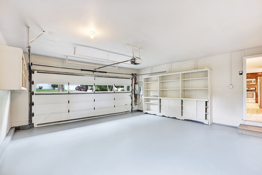 empty garage interior after garage door repair services performed by cunningham door and window